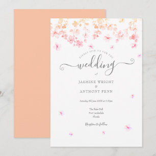 Convites Casamento Floral de Flor de Pessegueiro