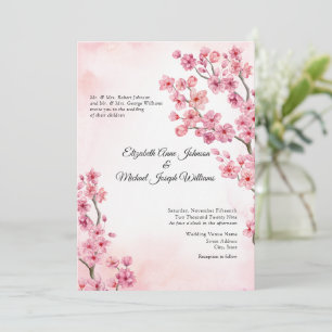Convites Casamento Floral de Flor do Flor de Cereja Rosa El