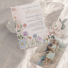 Convites Casamento Floral de Flor Silvestre BOHO em Aquarel