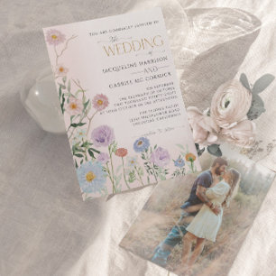 Convites Casamento Floral de Flor Silvestre BOHO em Aquarel