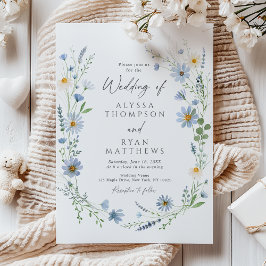 Convites Casamento Floral de Flor Silvestre de Sálvia Azul