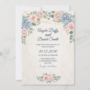 Convites Casamento Floral de Flor Silvestre Pastel