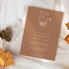 Convites Casamento Floral de Flor Silvestre Terracota em Aq