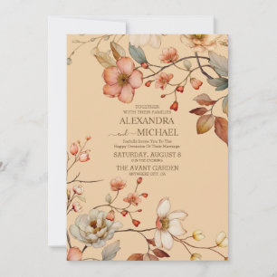 Convites Casamento Floral de Flores Selvagens de Queda