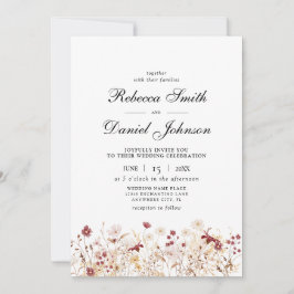 Convites Casamento Floral de Flores Selvagens do outono Ele