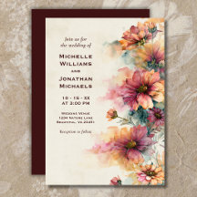 Casamento Floral de Flores Silvestres Aquarela Bor