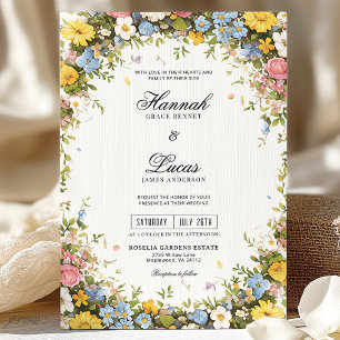 Convites Casamento Floral de Flores Silvestres Coloridas