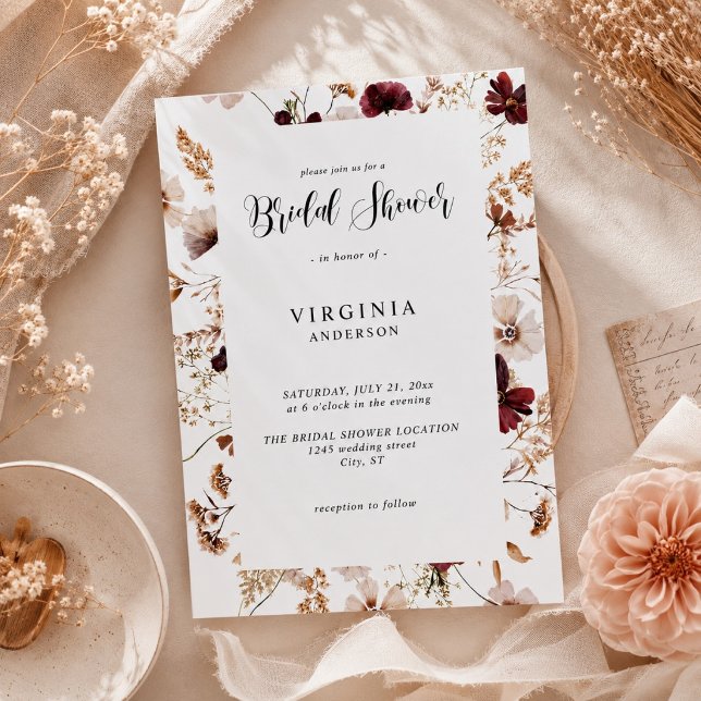 Convites Casamento Floral de Flores Silvestres de Outono (Criador carregado)