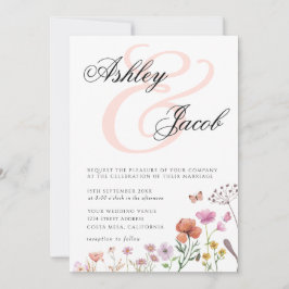Convites Casamento Floral de Flores Silvestres Elegantes