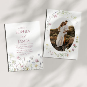 Convites Casamento Floral de Flores Silvestres Elegantes