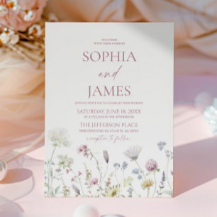 Convites Casamento Floral de Flores Silvestres Elegantes