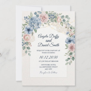 Convites Casamento Floral de Flores Silvestres Pastel