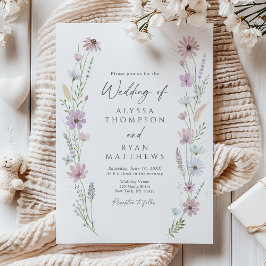 Convites Casamento Floral de Flores Silvestres Pastel Vinta