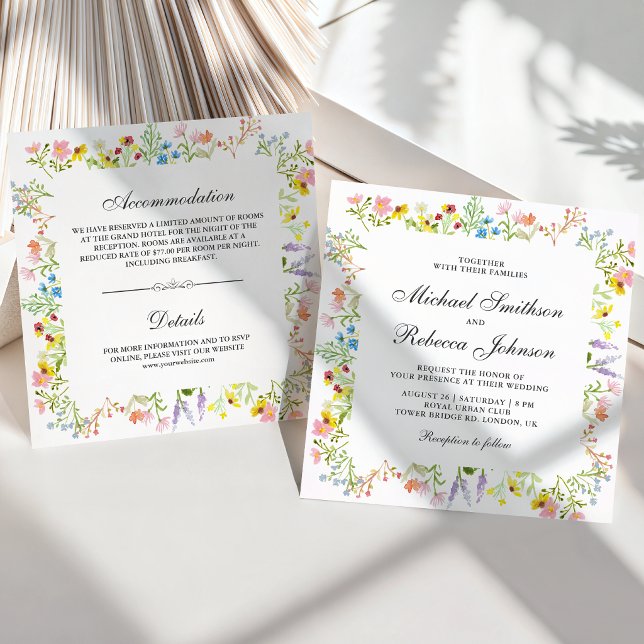 Convites Casamento Floral de Flores Silvestres Rústicas Tud (Criador carregado)