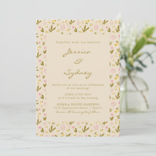 Convites Casamento Floral de Flores Verdes Rosa Primavera