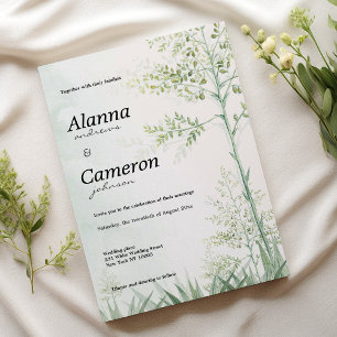 Convites Casamento floral de folha verde-bovinal