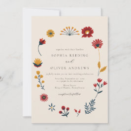 Convites Casamento Floral de Foto Elegante Boho Hygge