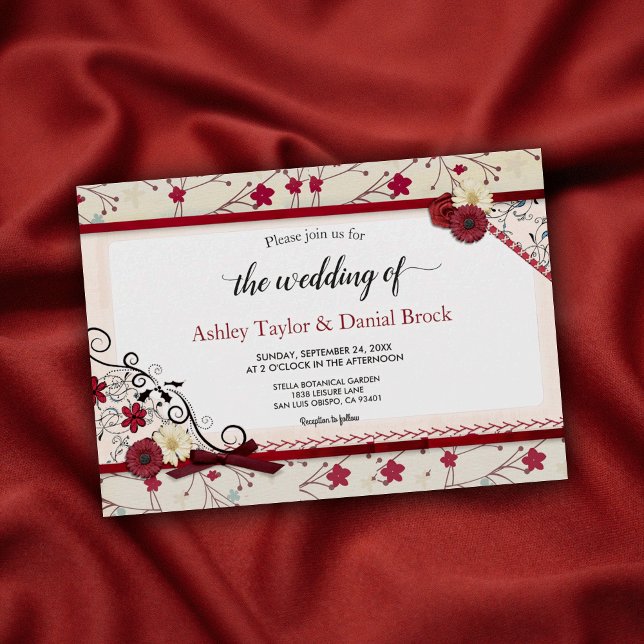 Convites Casamento Floral de Frame de Ornamentado Botânico  (Criador carregado)