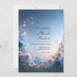 Convites Casamento Floral de Fronteira de Dália Crepúsculo 