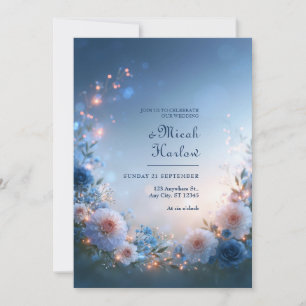 Convites Casamento Floral de Fronteira de Dália Crepúsculo