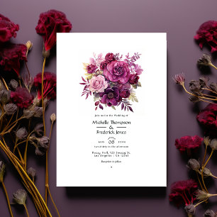 Convites Casamento Floral de Frutas Vermelhas Intensas