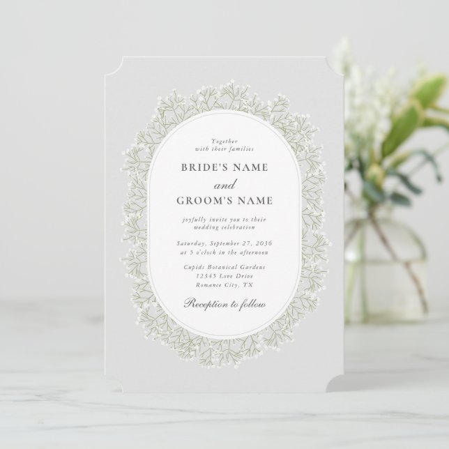 Convites Casamento Floral de Gipsófila Respiração de Bebê M (Em pé/Frente)