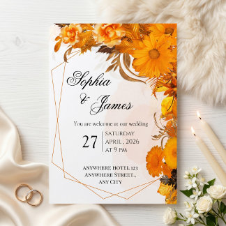 Convites Casamento Floral de Girassóis