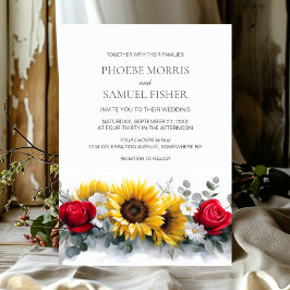 Convites Casamento Floral de Girassóis e Rosas