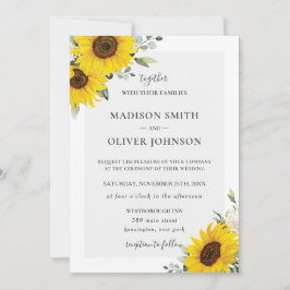 Convites Casamento Floral de Girassol Amarelo Chic