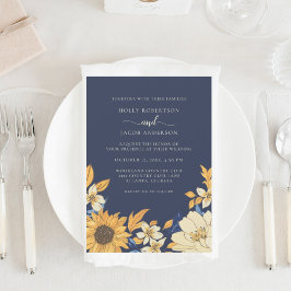 Convites Casamento Floral de Girassol-Amarelo-Russo