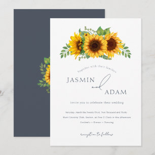 Convites Casamento Floral de Girassol Country