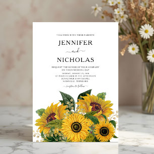 Convites Casamento Floral de Girassol Elegante