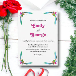 Convites Casamento Floral de Glam Summer e Elegante