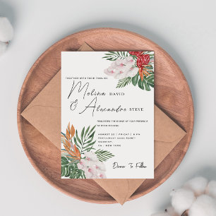 Convites Casamento Floral de Grama da Pampa Boêmia