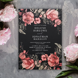 Convites Casamento Floral de Halloween Gótico