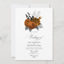 Casamento Floral de Halloween Preto e Laranja Vint