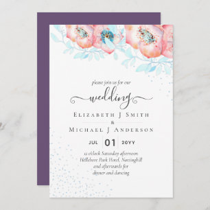 Convites Casamento Floral de Hellebore Turquoise Peach