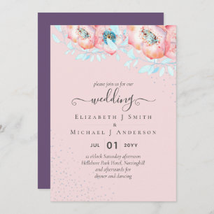 Convites Casamento Floral de Hellebore Turquoise Peach
