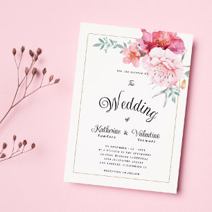 Convites Casamento floral de horta rosa-botulínica