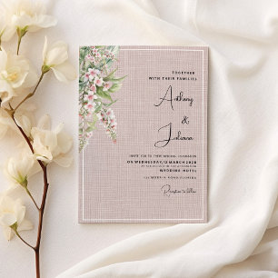 Convites Casamento floral de hortelã-rosa-rosado