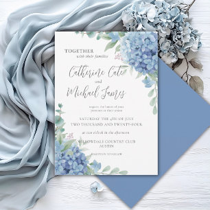 Convites Casamento Floral de Hortênsia Azul