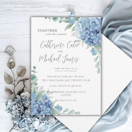 Convites Casamento Floral de Hortênsia Azul