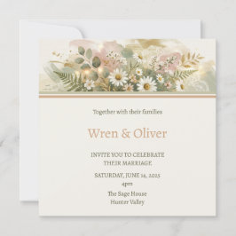 Convites Casamento Floral de Hortênsia Branca Elegante