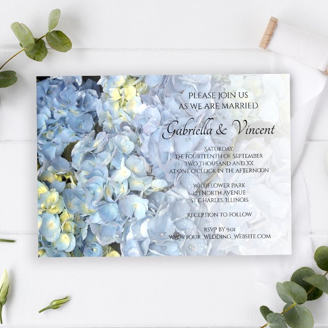 Convites Casamento Floral de Hydrangea Azul (Criador carregado)