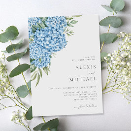 Convites Casamento Floral de Hydrangea Azul Elegante