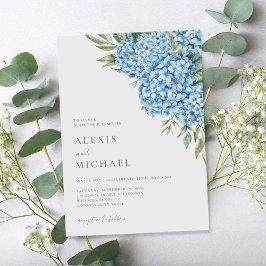 Convites Casamento Floral de Hydrangea Azul Elegante