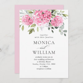 Convites Casamento Floral de Hydrangea, Cor de Água Elegant