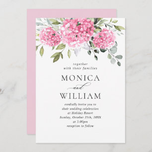Convites Casamento Floral de Hydrangea, Cor de Água Elegant