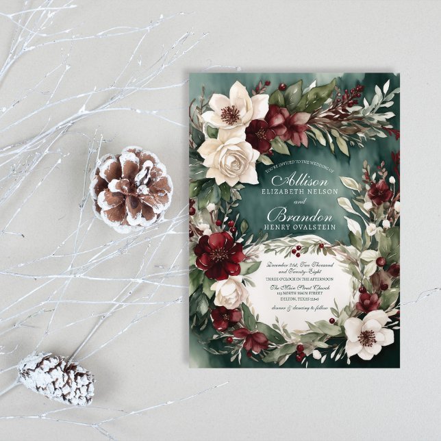 Convites Casamento Floral De Inverno Com Aquecimento (Criador carregado)