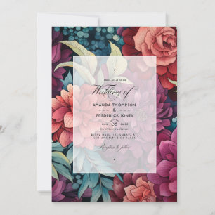 Convites Casamento Floral de Inverno com Merlot e Sage